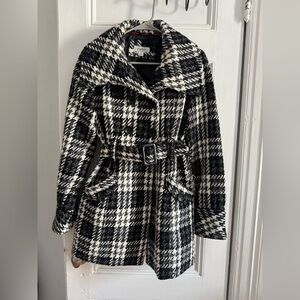 DressBarn Women's Black and White Plaid Coat